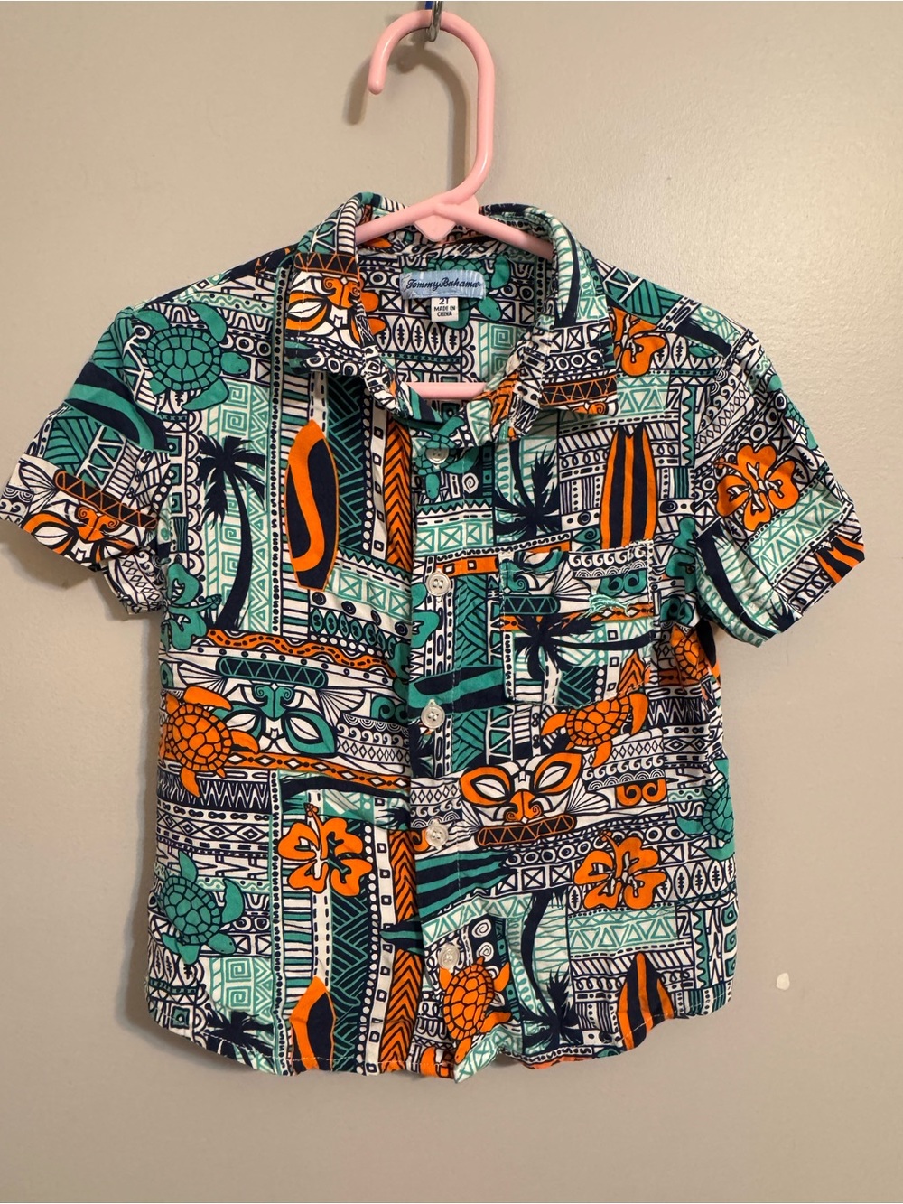 Tommy‎ Bahama Toddler Hawaiian Shirt Tropical Turtle Print Size 2T